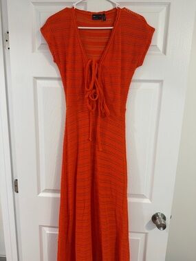 ASOS Knit Tie-Front Maxi Dress - Orange